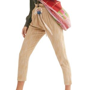 EUC Free People Light At Sunrise Drawstring High Rise Cropped Pants Size 4